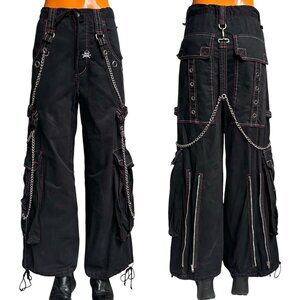 Y2K vintage baggy goth pants, wide leg highwaisted flared cargo chain R2 Randy.